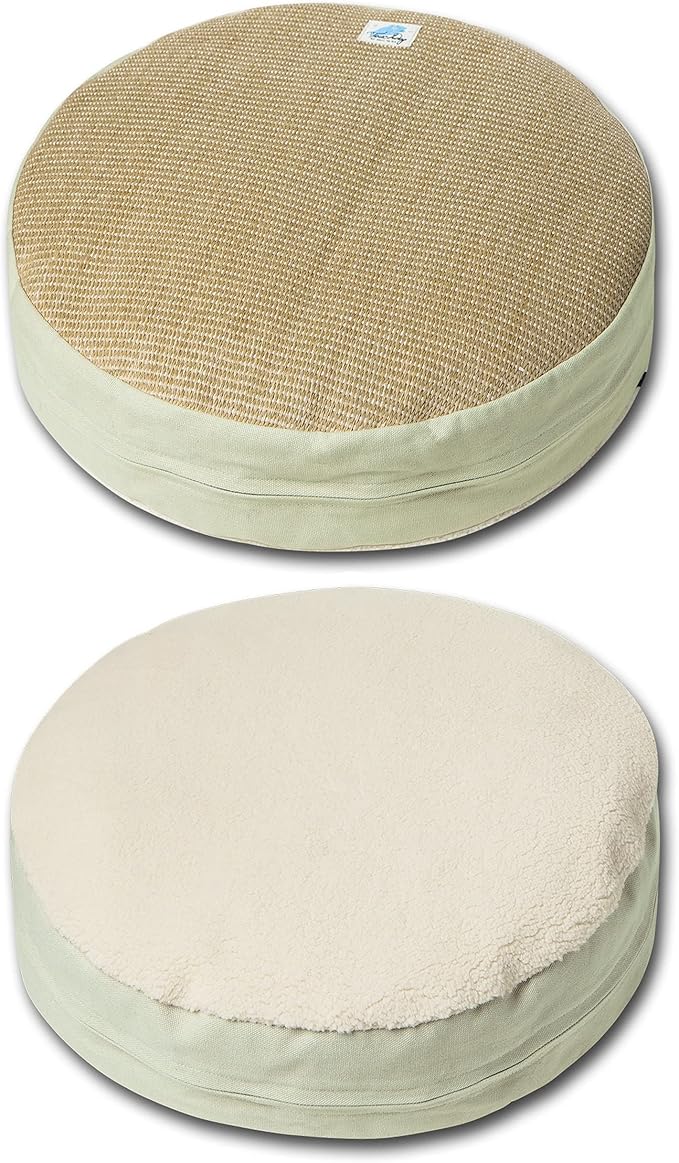 Pet Life ® Touchcat 'Clawver Nest' Rounded Kitty Scratcher Furniture Cat Bed Lounger with Scratching Exterior Shell and Built-in Hanging Teaser Cat Toy