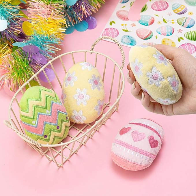 6pcs Easter Catnip Toy，Indoor Easter Egg Shaped Cat Toy Plush Interactive Chew Bite Toys for Cat Kitten Indoor Festive Holiday Cat Lover Gift