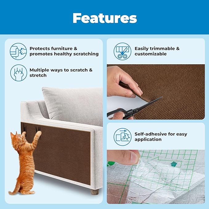 Best Pet Supplies Catify Cat Scratcher, Fun Interactive Scratchers, Posts, Poles, Claw Safe, Furniture Saver Indoor Play Support Natural Cat Behaviors Heavy Duty - Brown, 39.4 x 15.8