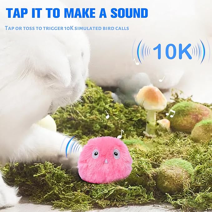 2 Pcs Speedy Tail, Interactive 2.0 Cat Toy Ball for Indoor, Automatic Speedy Sprint Balls and Chirping Ball, Self Play Hunting Rolling Kitty Kitten Catnip Exercise Toys