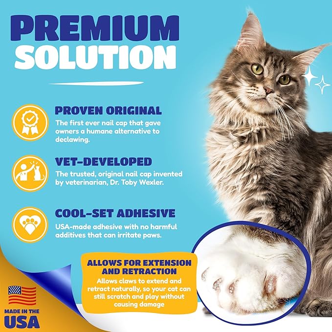 Soft Claws Nail Caps for Medium Cats – (40 Caps, Pride) - Made in USA - Veterinarian-Developed | Protects Furniture & Skin - Easy to Apply, Long-Lasting Anti-Scratch Soft Cat Claw Covers