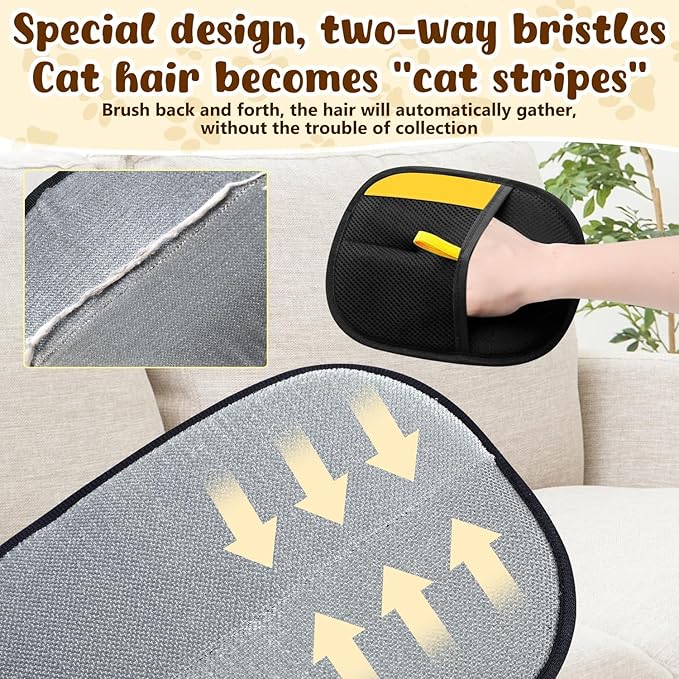 Pet Hair Removal Gloves,Electrostatic Gloves Pet Hair, Efficient Grooming Glove for Cats Dogs, Reusable Pet Hair Removal Tool for Couch, Furniture, Carpet, Curtain (3)