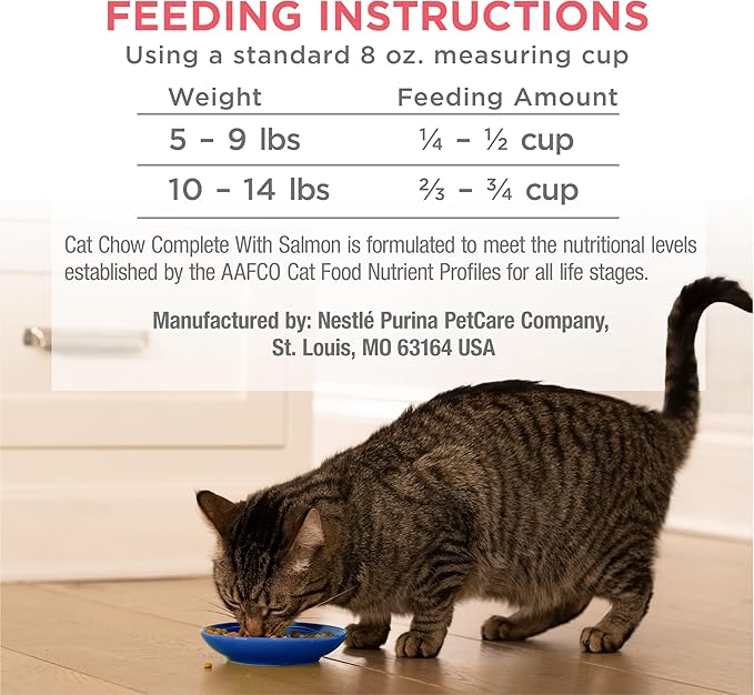 Purina Cat Chow Complete High Protein Dry Cat Food With Real Salmon - (Pack of 4) 3.15 lb. Bags