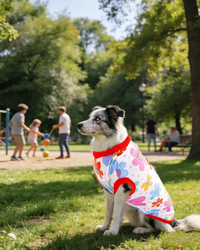 PET SHOW 4 Pack Summer Dog Shirts for Large Dogs Girl UPF 50+ UV Sun Protection Cooling Clothes Tank Top Floral Dog T-Shirts Pet Holiday Party Sleeveless Vest Pink(XX-Large)