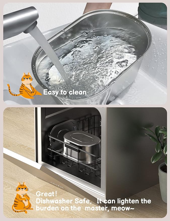 Cat Water Fountain Stainless Steel: 108oz/3,2L Pet Water Fountain - Water Fountain for Cats Inside with Quiet Pump - Dishwasher Safe Cat Fountains - Suitable for a Variety of Pets - SOOFPET
