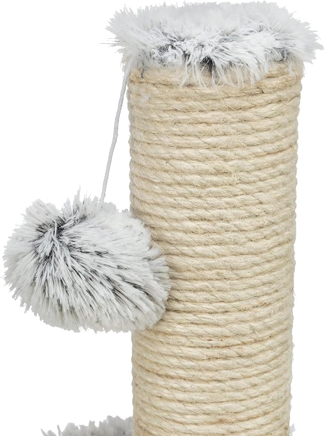 TRIXIE Winnie 17-in Cat Scratching Post, Sisal Scratching Pad & Post, Plush Cover Base, Cat Grooming Brush, Hanging Cat Toy