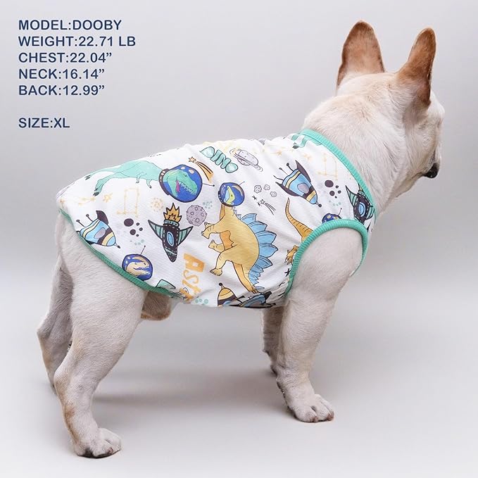 Dog Shirt Tshirt French Bulldog Clothes,Pet Shirts Tshirts Sweatshirt for Dogs Frenchie Corgi Pug Pitbull English Bulldog Clothes Tank Top Cooling Vest for Small Dogs,Dinosaur,S