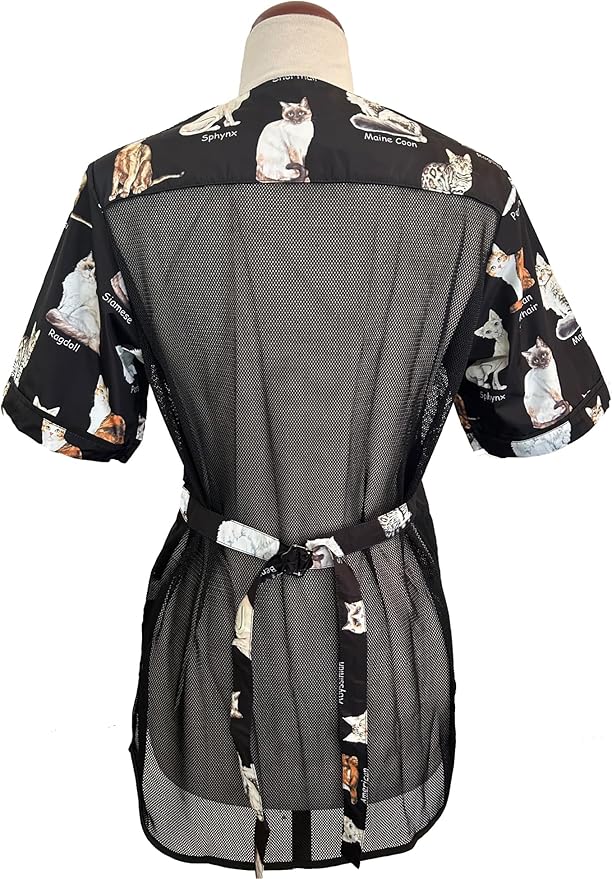 Ladybird Line 545 Unisex Catty Waterproof Grooming Smock, Hair Bleach Resistant, Adjustable Back Tie, Breathable Mesh Lining