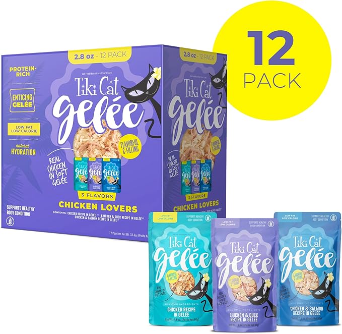 Tiki Cat Luau Lean Gelee Wet Cat Food, Variety Pack, 2.8 oz Pouch (12 Count)