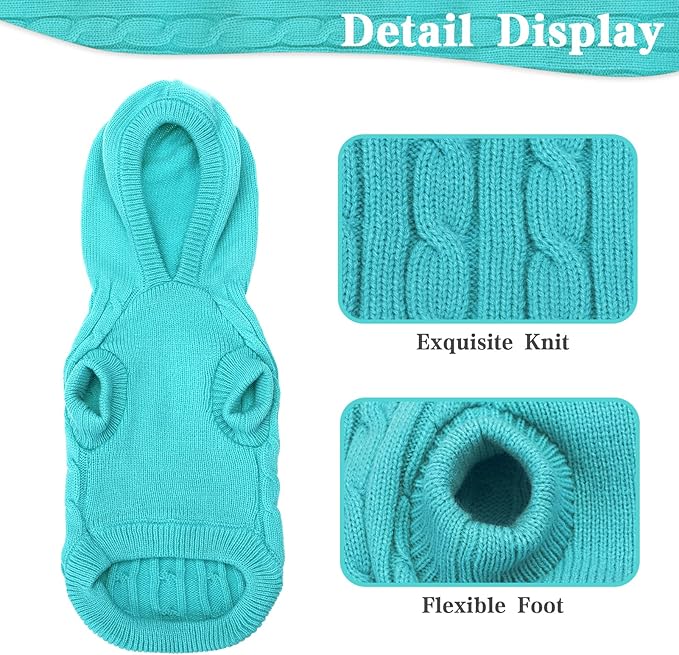 PUPTECK Winter Dog Cat Sweater Coat - Soft Cold Weather Clothes Knitwear for Kitties & Small Dogs Indoor Outdoor Walking Warm, Knitted Classic for Doggies Kitties Girls Boys, Blue S