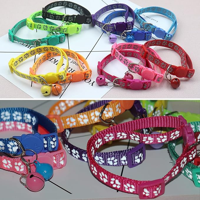 CAMAL 2 Pack Reflective Cat Collar Personalized, Custom Breakaway Cat Collar with Stainless Steel Pet ID Tag, Adjustable Cat Collars with Name and Phone Number for Cat Kitten Puppy