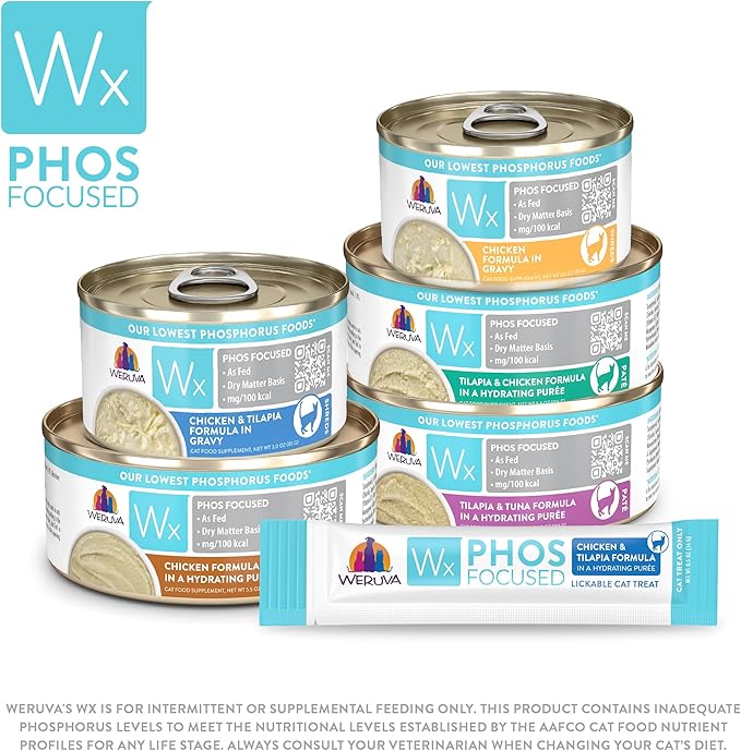 Weruva Wx Phos Focused Chicken Formula in a Hydrating Puree 5.5oz Can, Pack of 8