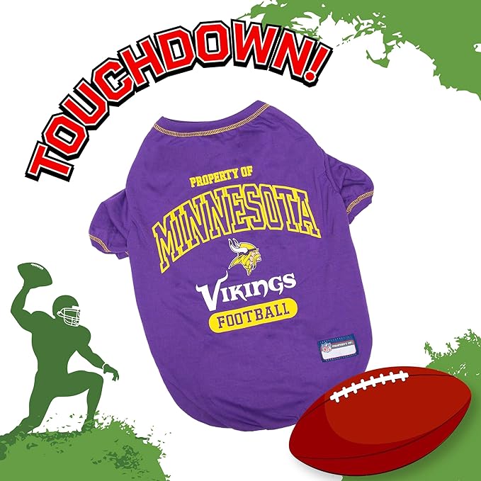 NFL Minnesota Vikings Dog T-Shirt for Pets, Size Medium. Officially Licensed Pet Shirt with Team Logo, Soft Stretchable Comfort Fit Apparel for Dogs & Cats