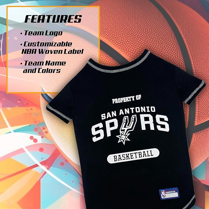 Pets First NBA Licensed Hoodies & T-shirt for Dogs & Cats, SAN Antonio Spurs, Large