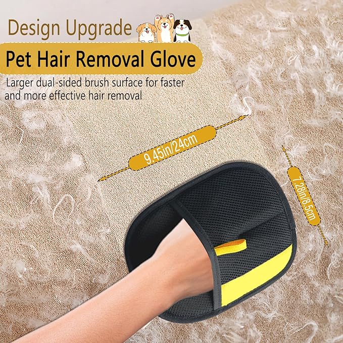 2 Pcs Electrostatic Pet Hair Removal Glove, 2026 Newly Magic Brush Pet Hair Remover for Dogs & Cats, Reusable Animal Fur Grooming Tool for Cleaning Hair on Furniture, Couch, Car Seats, Carpet