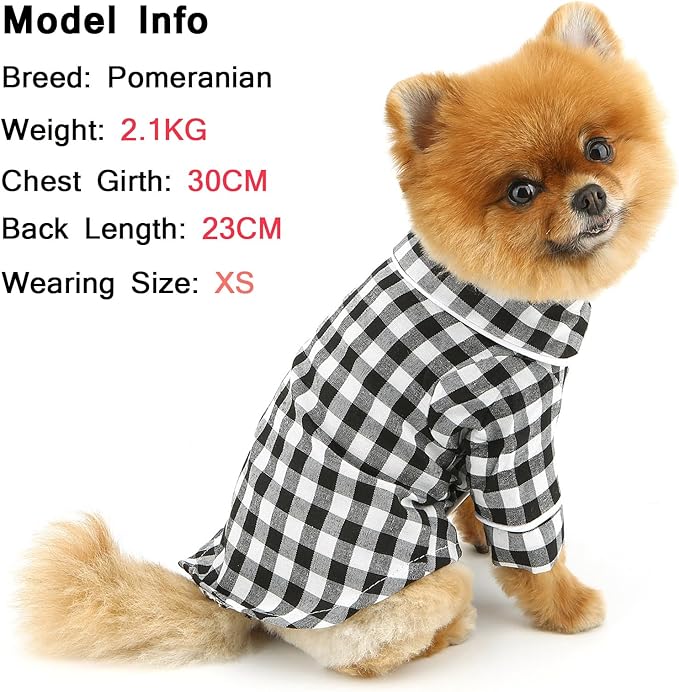 SMALLLEE_LUCKY_STORE Dog Pajamas for Small Medium Dogs Cats Soft Pet Sleepwear Shirts Comfortable Lapel Pjs Loungewear Clothes Bulldog Chihuahua Yorkie Two-Legged Outfit, Black, S