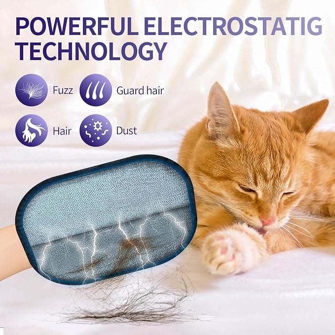 Hair Remover Glove,2026 Updated Cat and Dog Hair Removal Tool.Reusable Electrostatic Hair Removal Gloves.Suitable for Sofas,Bed Sheets,Clothing,Car Seats. (2)
