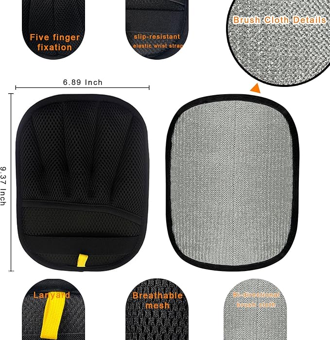 2-Piece Pet Hair Removal & Grooming Kit: Static Hair Remover Glove for Furniture, Carpet, Couch + Gentle Pet Grooming Glove for Cats & Dogs