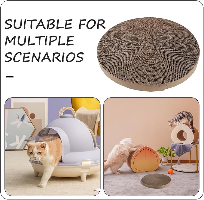 TOYANDONA Replaceable Corrugated Paper Cat Scratching Pad Core, Reusable Round Floor Scratching Board for Indoor Kittens, Natural Sturdy Replacement Scratcher for Cat Beds and Furniture