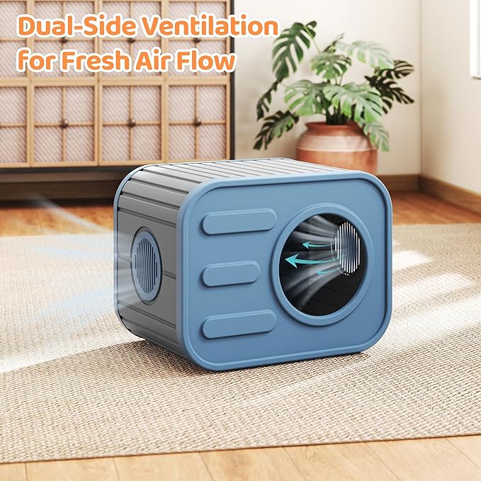 LHBcraft Outdoor Cat House Weatherproof, Feral Cat Houses for Outdoor Indoor Cats, Insulated Resin Shelter with Camera-Shaped Design, Easy to Assemble Blue