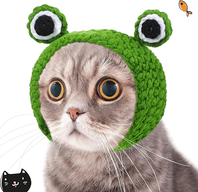 Weewooday 5 Pcs Cat Adorable Costume Bunny Hat with Ears Funny Mane Cat Hat for Pets and Small Dogs Kitten Puppy Party Costume Accessory Headwear(Lion, Frog, Rabbit, Sunflower, Banana)