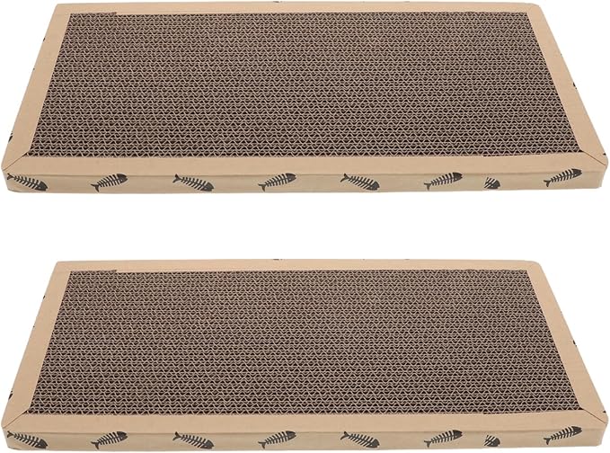 VILLCASE 2pcs Sisal Cat Scratcher Pad Square 16.7x8.25 Inch Corrugated Flat Cat Scratching Board with Edge Protection for Indoor Furniture Guard