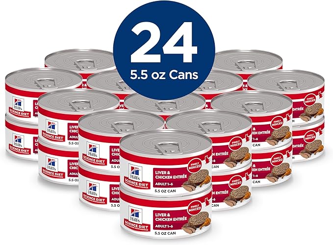 Hill's Science Diet Adult 1-6 Wet Cat Food, Liver & Chicken, 5.5 oz. Cans, 24-Pack