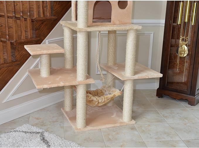 Armarkat A7202 72-Inch Real Wood Cat Tree, Beige,53 inches L X22 inches W X 72 inches H