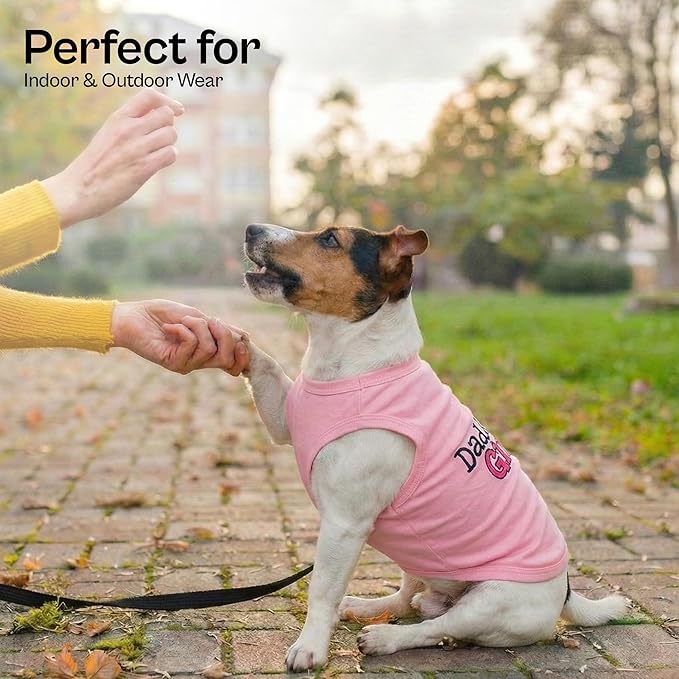 Parisian Pet Dog Shirt – 100% Cotton Shirts for Medium Dogs – Pink Sleeveless Puppy Clothes – Lightweight and Breathable Dog Apparel – Girl Dogs Clothes - Stretchy Daddy’s Girl Pet Shirt