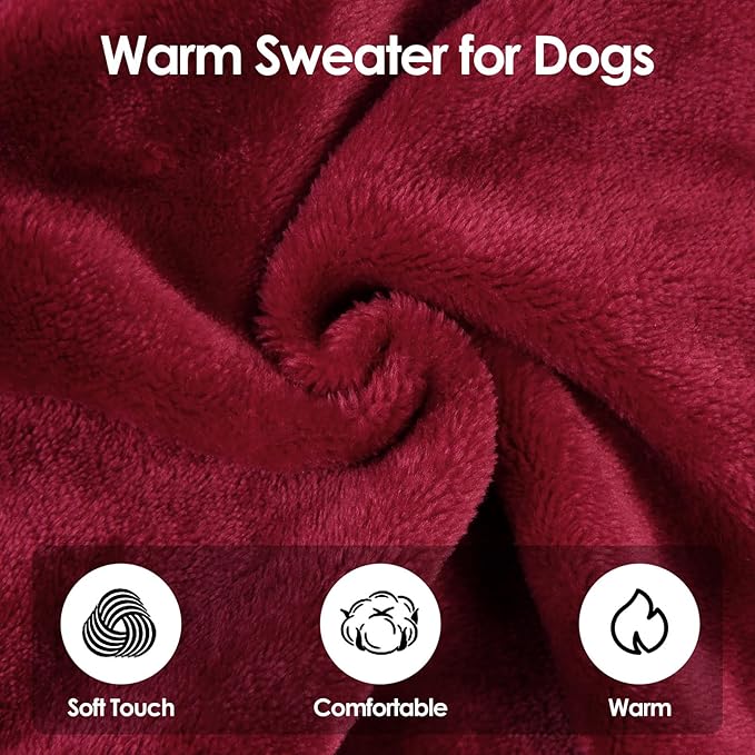 Turtleneck Sweater Coat for Cat, Sphynx Clothes Pajamas for Cats Only, Kitten Fleece Pullover Sweaters with Sleeves, Pet Warm Jumpsuit Sweatshirt for Cold Weather, Burgundy XL