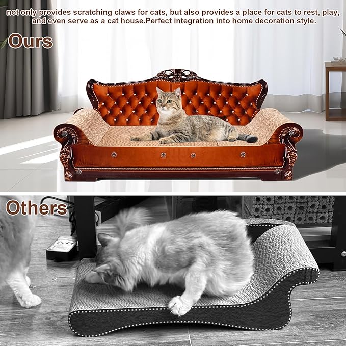 COOZMENT Sofa-Shaped Cat Scratching Couch & Lounge Bed - Thick Cardboard Cat Scratcher Pad (27.6" L x 12.4" W x 11.8" H)