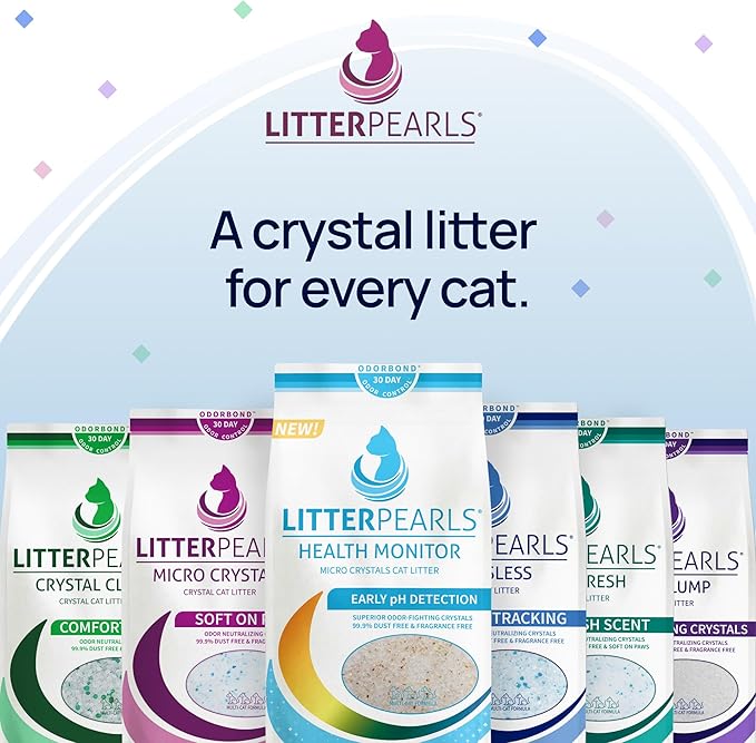 Litter Pearls Tracksless Unscented Non-Clumping Crystal Cat Litter with Odorbond, 10.5 Pounds
