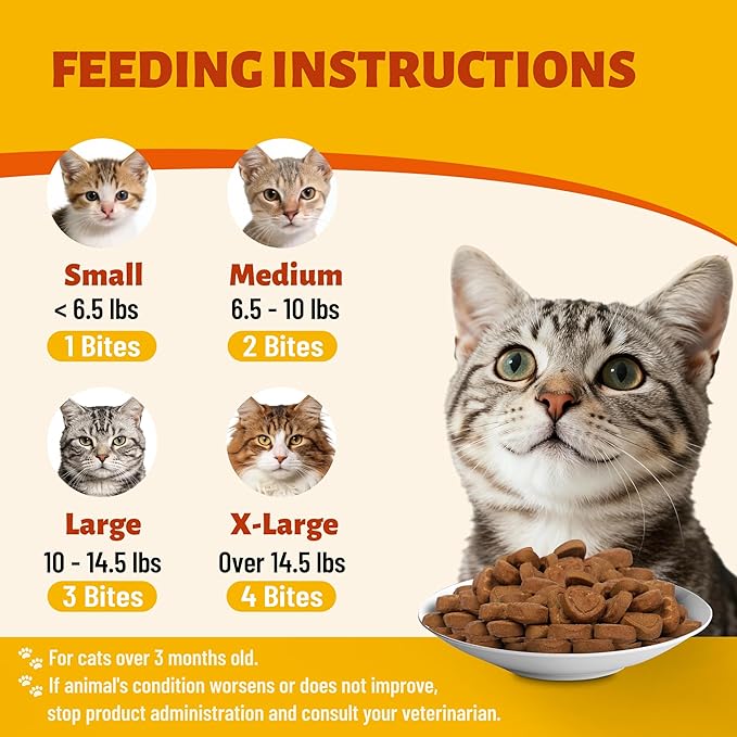 330 Bites Taurine for Cats for Heart & Eye Health – with Omega-3, CoQ10, Lutein and Vitamins for Cats – Natural Antioxidant Support for Kittens, Adult & Senior Cats 7.76 oz