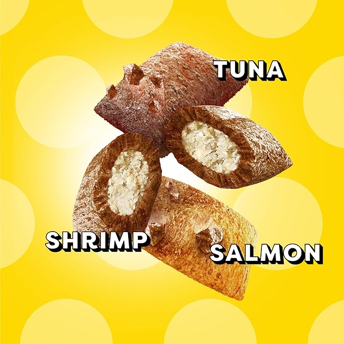 Temptations Cat Treats MixUps Surfer's Delight, Tuna, Shrimp, Salmon Flavor, Crunchy and Soft Cat Treats, 6.3 oz. Pouch (Pack of 10)
