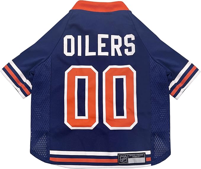 Pets First NHL Hockey Edmonton Oilers Mesh Jersey for Dogs & Cats, Size X-Small, Licensed Dog Jersey with Your Favorite Hockey Team