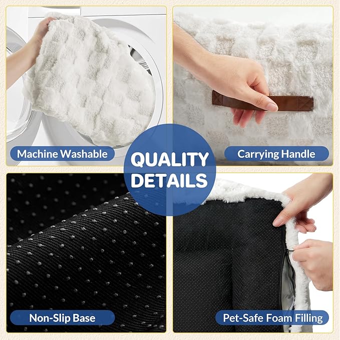 ABCPET Cat Bed Cats Couch for Puppy and Kitten, Fluffy Pet Couch Small Dog Sofa Bed, Supportive Cat Sofa for Indoor Cats, Washable Cover & Non-Slip, 26 inch, White