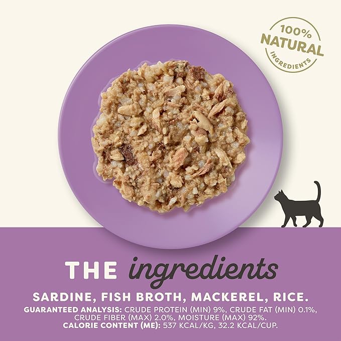 Applaws Natural Wet Cat Food in Broth, Limited and Natural Ingredients, High Protein with No Artificial Additives, Sardine & Mackerel in Broth (10 x 2.12 oz Easy-Open Cups)