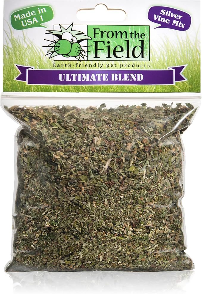 from The Field | Ultimate Blend Catnip & Silver Vine | Premium USA-Grown Catnip for Toys & Playtime | Fresh, Potent, Non-Toxic, Eco-Friendly | Safe for Kittens & Cats | Resealable 0.5 Oz Bag
