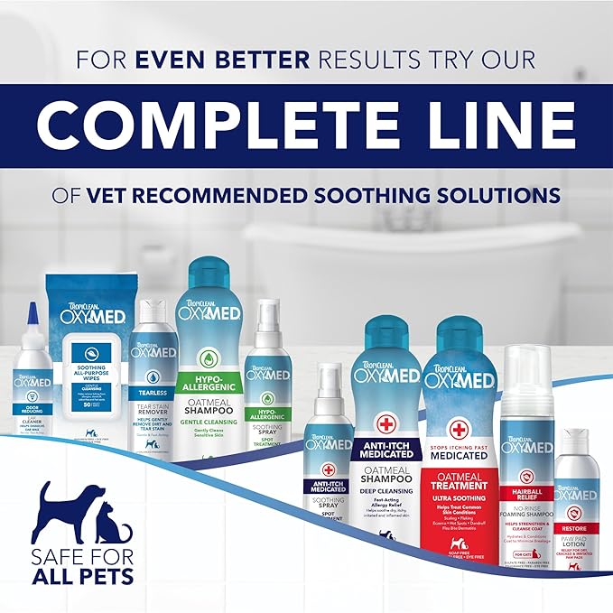 TropiClean OxyMed Hypoallergenic Hot Spot Treatment for Dogs, Dog Allergy Relief Spray, Gently Soothes Skin Irritation, Helps Alleviate Scratching, Chewing & Licking, Safe for Cats, 8oz.