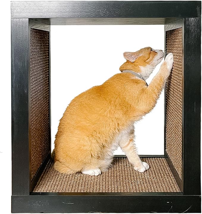 Designer Pet Products 2-in-1 Cat Scratcher End Table – Modern Wood Side Table with Customizable Sisal Scratching Pad – Versatile Furniture for Cats and Home Decor