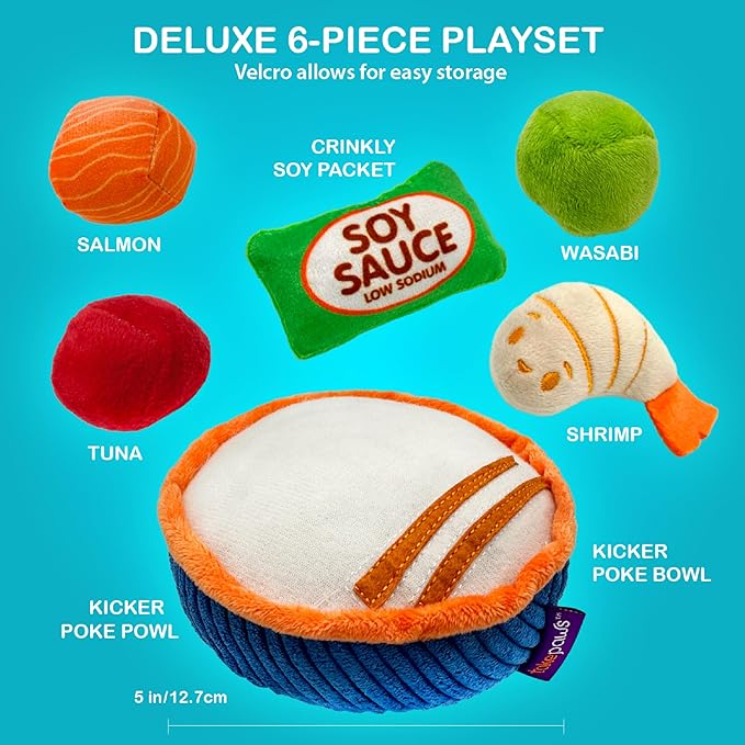 Pounce & Purr® Deluxe Interactive Cat Toy Set – 6 Piece Detachable Plush Catnip & Silvervine Playset with Themed Toys & Kicker Base