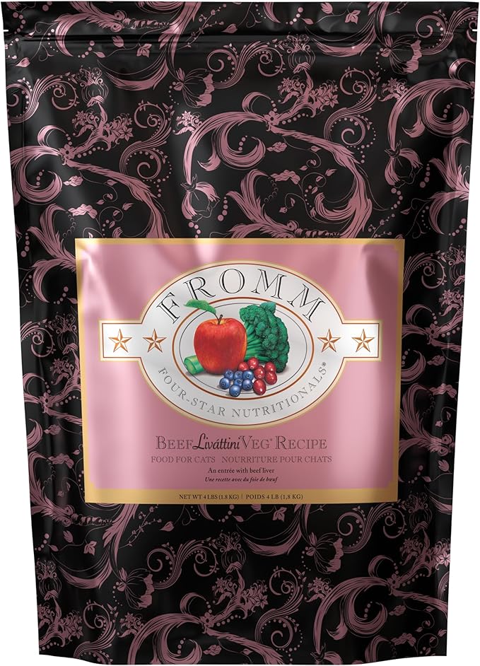 Fromm Four-Star Nutritionals Beef Livattini Veg Cat Food - Premium Dry Cat Food - Beef Recipe - 4 lb