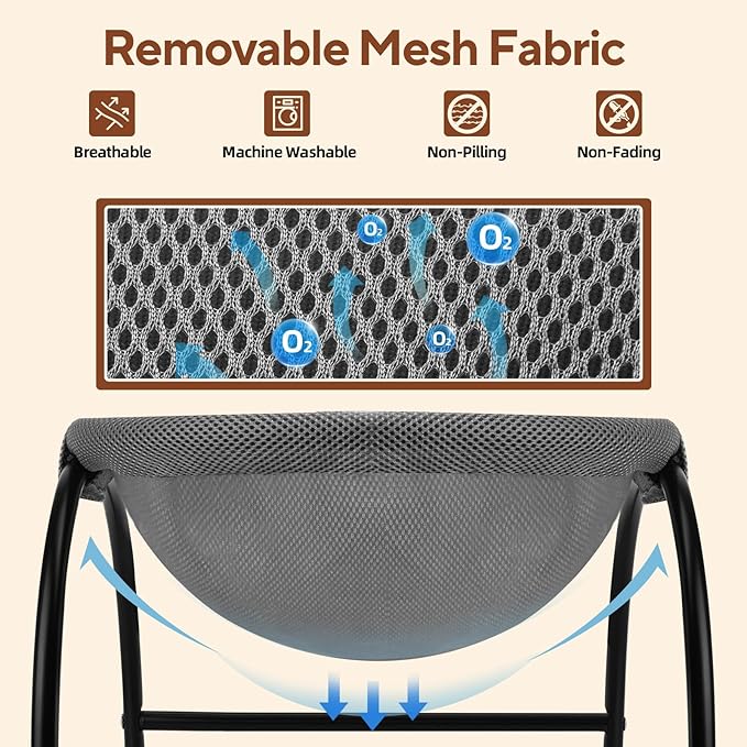 LIFLIX Raised Cat Hammock Bed, Free Standing Cat Cot with Washable Mesh, Pet Bed for for Kittens, 17.1 x 17 x 9.5 inches