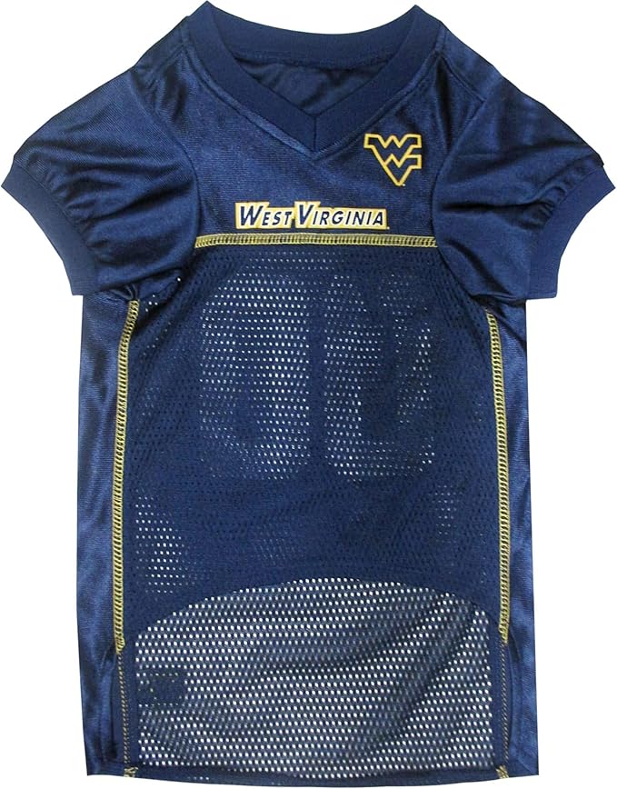 Pets First NCAA College West Virginia Mountaineers Mesh Jersey for DOGS & CATS, Medium. Licensed Dog Jersey with your Favorite Football/Basketball College Team