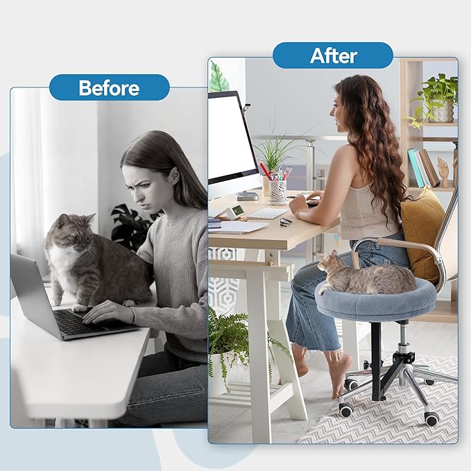 BALAPET Cat Office Chair 360°Rotating & Adjustable Shelf, Cat Bed Beside the Chair with Soft Mat, Indoor Cat Nest Furniture for Office & Game Supports Up to 22lbs.