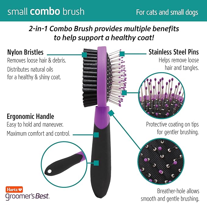 Hartz Grooming Supplies, Groomers Best Combo Brush for Dogs and Professionals 6-in-1 Dog Shampoo and Combo Brush Bundle, Good for All Dogs & Coat Types