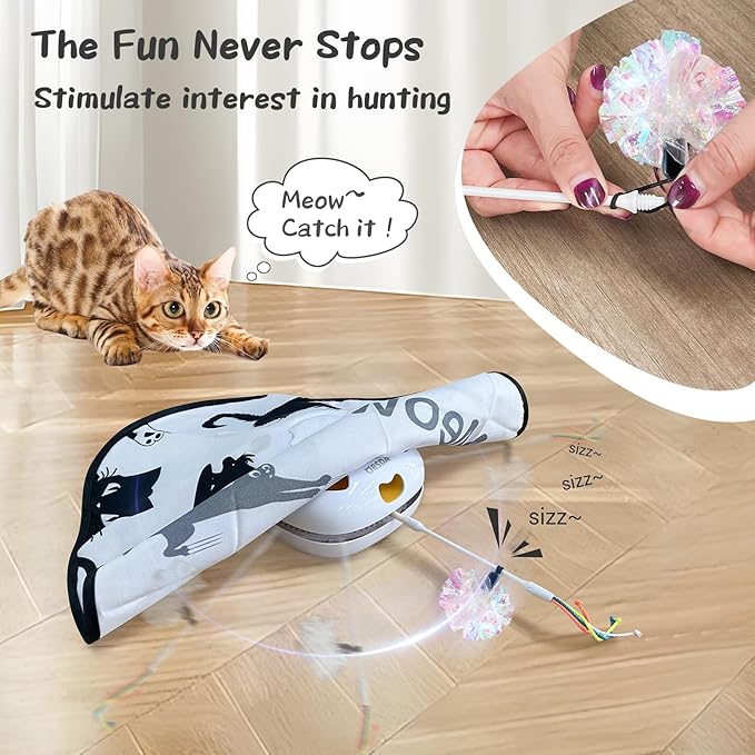 ORSDA 14PCS Cat Feather Toys Replacement Interactive Kitten Toys for Indoor Cats with Mylar Crinkle Balls Multicolor Pack for Indoor Exercise（Only Suitable for T65 & T85 4 in 1 and 5 in 1 Cat Toy