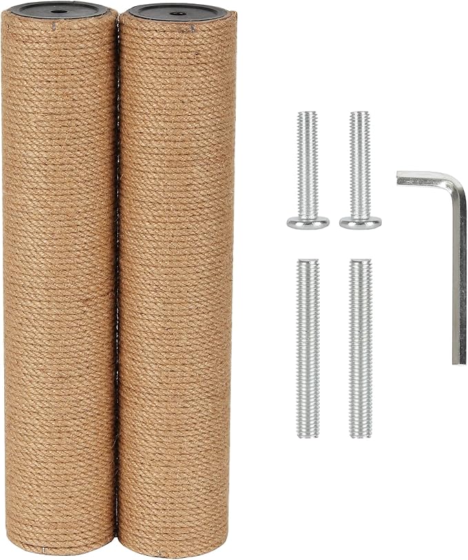 7.4cm 2.91in Diameter Cat Tree Scratching Post Replacement Jute Pole Parts for Cat Tower (13.78in/35cm, M8*2poles)