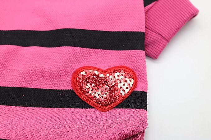Pet Dog Jumpers Boston Terriers Clothes Small Dog T-Shirt Puppy Sweaters Striped T Shirt Boy, Small, Rose