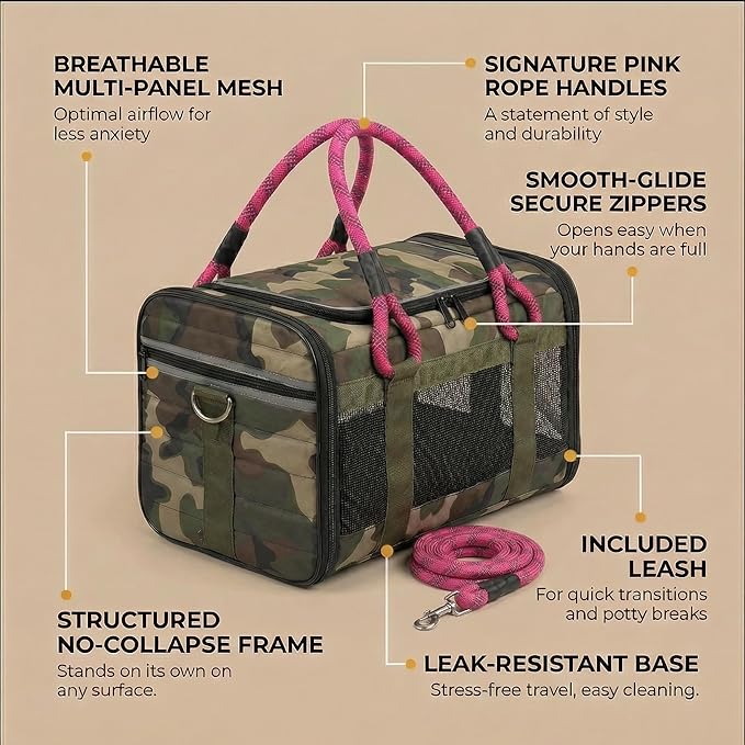 Soft-Sided Dog & Cat Carrier | for Car Rides, Vet Visits, Errands & Daily Outings | Fits Small Dogs & Cats Up to 15 lbs | 18" L x 11.5" H | Yorkies, Chihuahuas & More